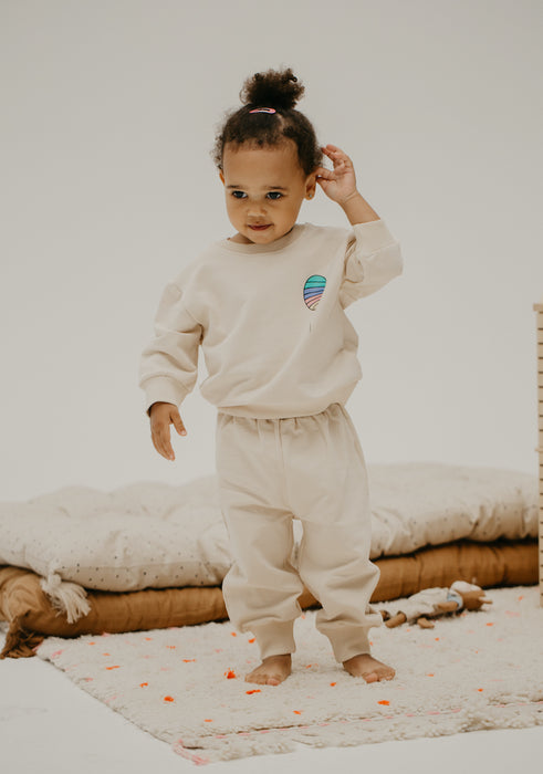 Kleine May Sweatshirt Set cremefarben mit Ballon Print