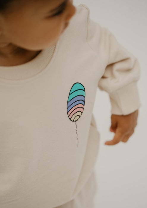 Kleine May Sweatshirt Set cremefarben mit Ballon Print